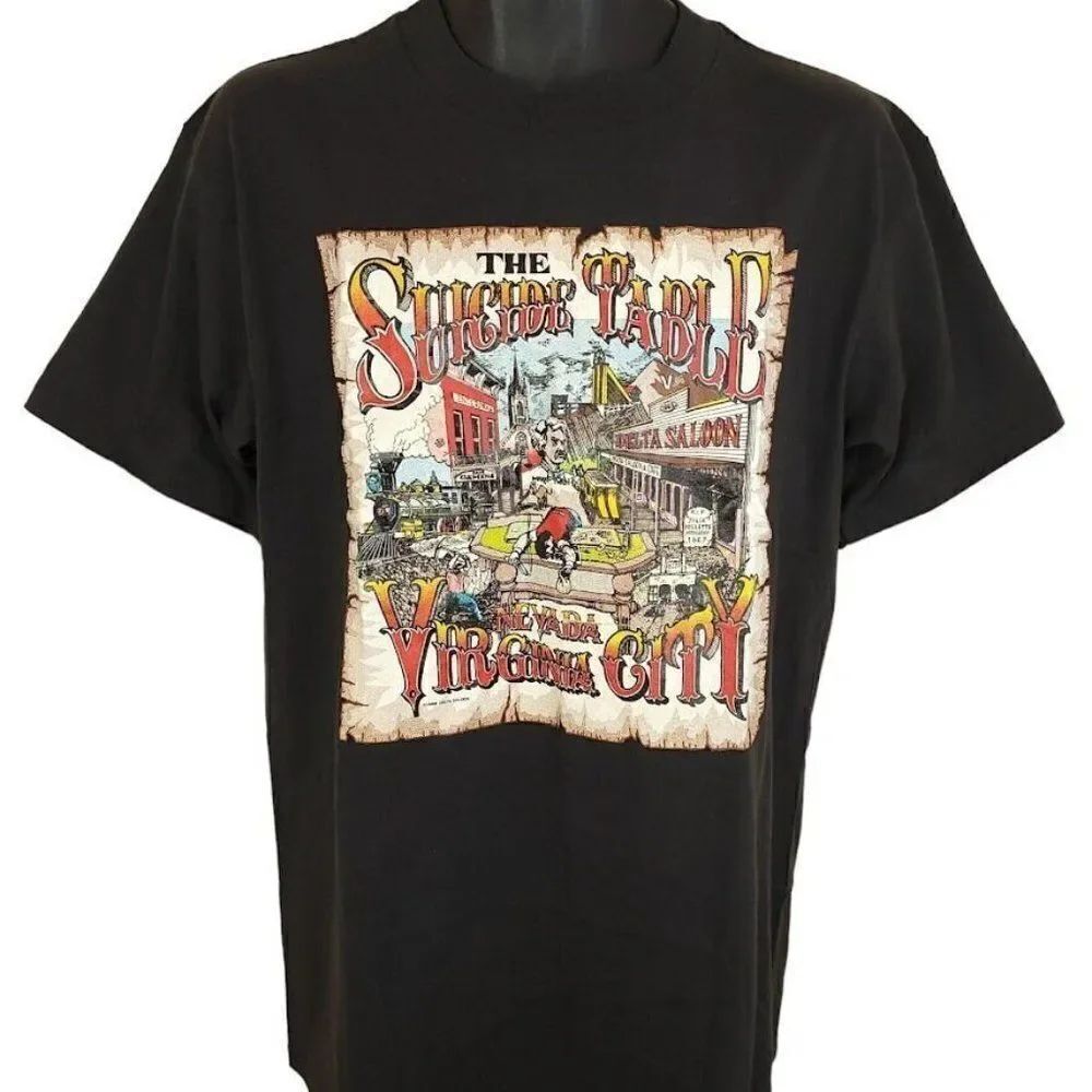 Suicide Table T Shirt Vintage 80s Delta Saloon Virginia City Nevada Made In USA